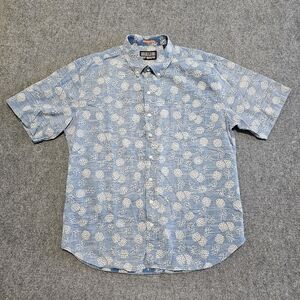 Reyn Spooner Shirt Mens XL Blue Surf Pineapple Tribal Hawaiian All Over Print